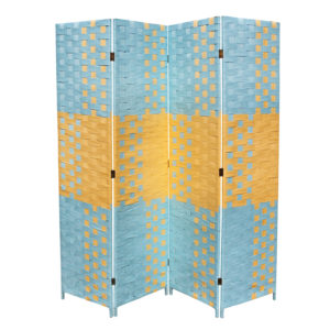 70.75" in BEACH BLUE/NATURAL HANDCRAFTED PAPER STRAW WEAVE ON 2" LEGS