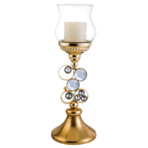 18"H Gold Mahla Hurricane Candleholder w/out Candle