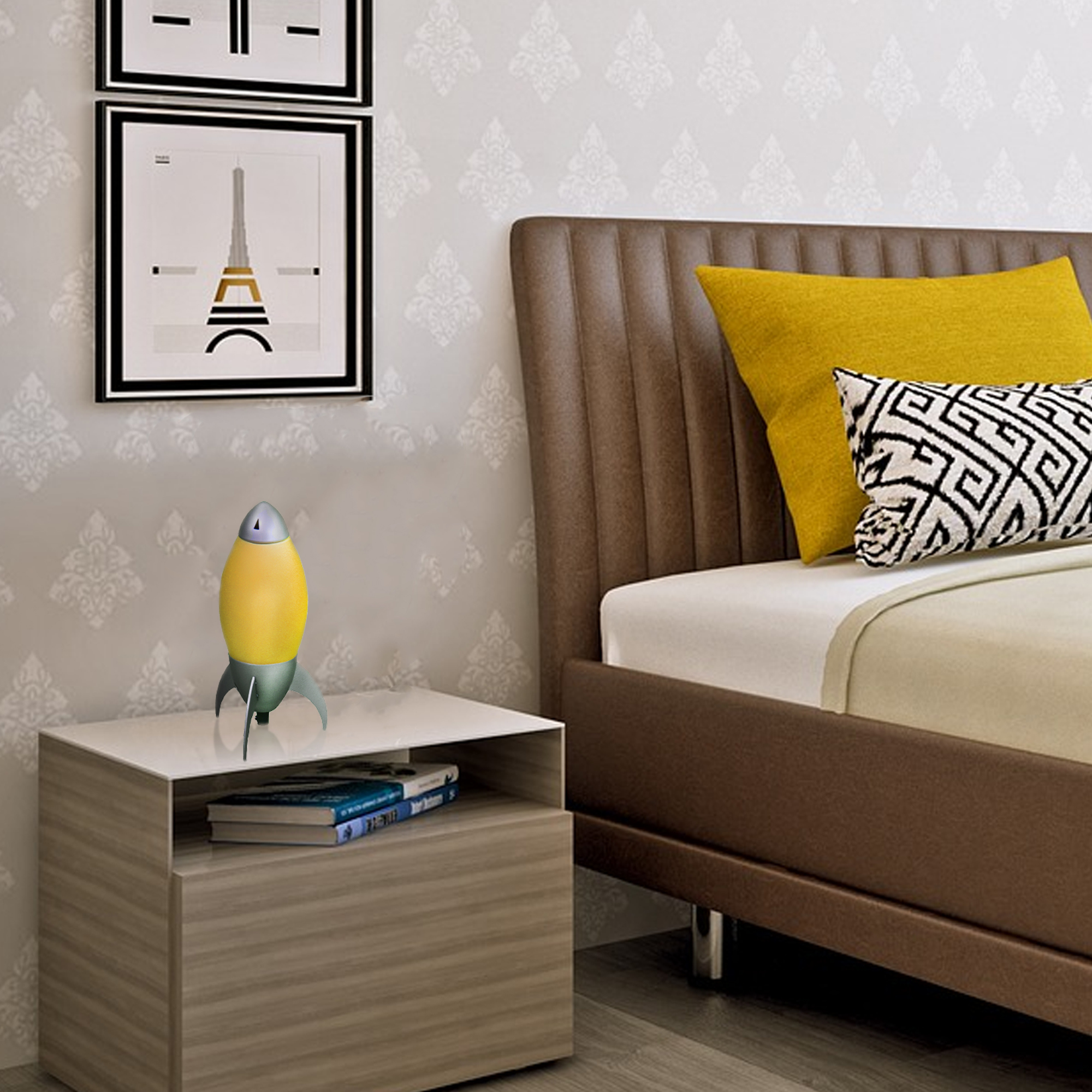 10.5"H Kid's Yellow Rocket Table Lamp - Image 2