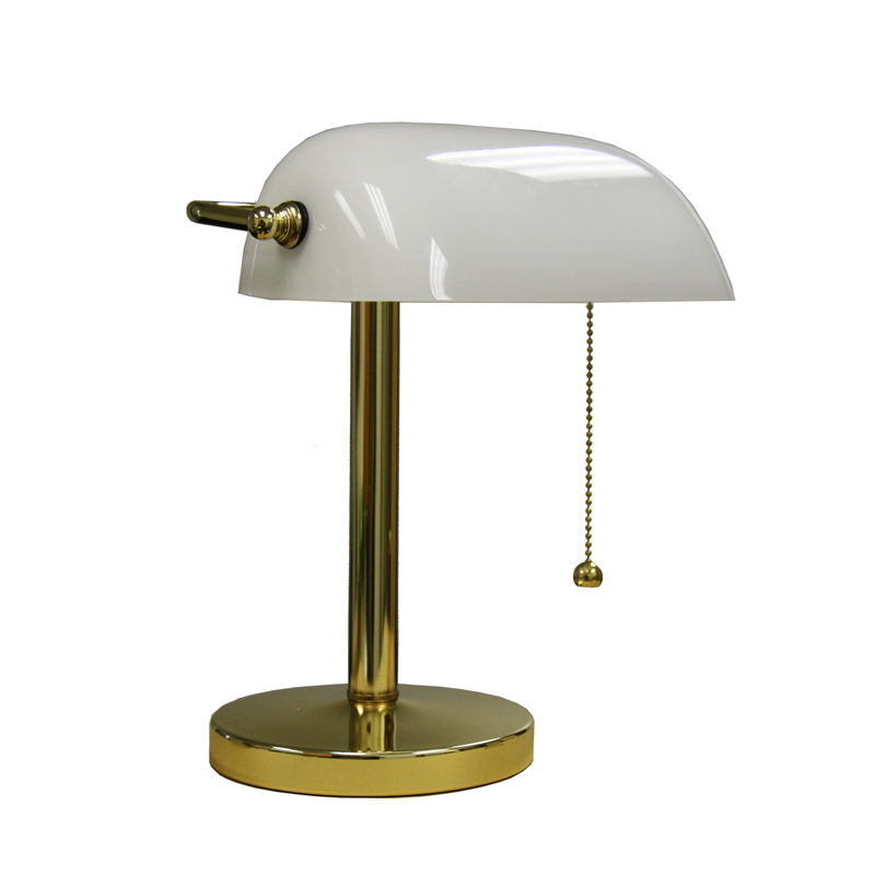 white bankers lamp