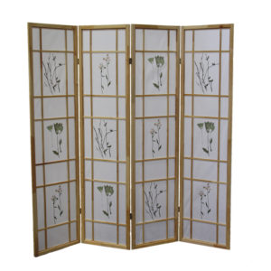 70" in HERBAL FLORAL DECORATIVE PRINT 4-PANEL ROOM DIVIDER - NATURAL
