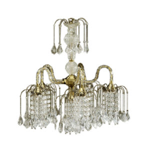 25"in ANTIQUE BRASS ACRYLIC/GLASS HARD-WIRED CHANDELIER