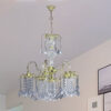 25"in POLISHED BRASS ACRYLIC/GLASS HARD-WIRED CHANDELIER - Image 4