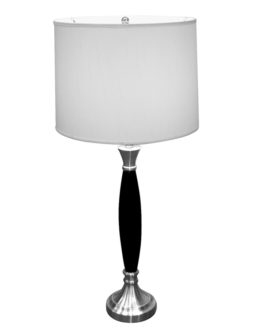30"H Wooden Table Lamp - Brushed Silver