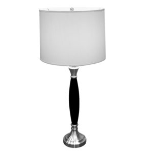 30"H Wooden Table Lamp - Brushed Silver