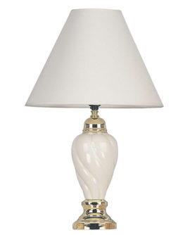 22" in IVORY CERAMIC SWIRL TABLE LAMP