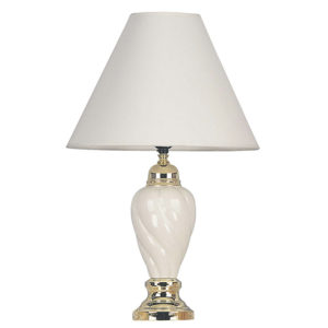22" in IVORY CERAMIC SWIRL TABLE LAMP