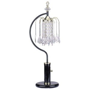 27" in ANTIQUE CRYSTAL-INSPIRED ART DECO ANT BLACK TABLE LAMP