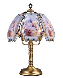 23.5" CAT KITTENS ANT BRASS TOUCH-ON TABLE LAMP