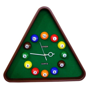 18.5" in 8 BALL POOL TRIANGLE WALL CLOCK
