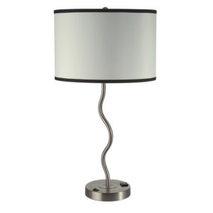 28.5"H Ivory Wave Table Lamp w/ Convenient Outlet, Adjustable Bulb Socket