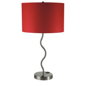 28.5"H Red Wave Table Lamp w/ Convenient Outlet, Adjustable Bulb Socket