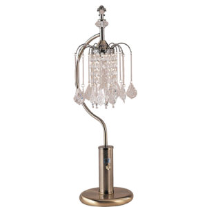 27"H Ant Brass Table Lamp with Crystal-inspired Shade