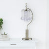 27"H Ant Brass Table Lamp with Crystal-inspired Shade - Image 2