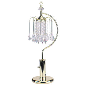 27" in ANTIQUE CRYSTAL-INSPIRED ART DECO ANT BRASS TABLE LAMP