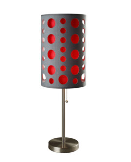 30"in MODERN RETRO GRAY-RED TABLE LAMP