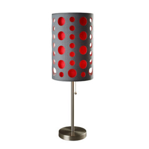 30"in MODERN RETRO GRAY-RED TABLE LAMP