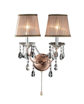 17"in ROSIE ROSE COPPER CRYSTAL HARD-WIRED WALL SCONCES