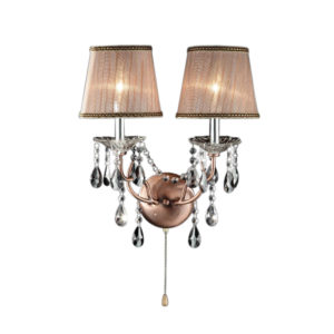 17"in ROSIE ROSE COPPER CRYSTAL HARD-WIRED WALL SCONCES