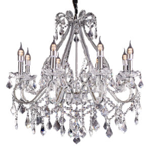 27"W x 28"H NOLA CRYSTAL 8-LIGHTS HARD-WIRED CHANDELIER W/ LED LIGHTS