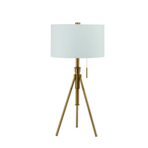 32.5 to 37.5"H MID-CENTURY ADJUSTABLE TRIPOD GOLD TABLE LAMP