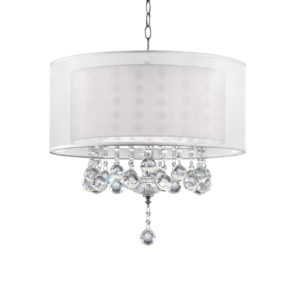 19"in MOISELLE DOUBLE SHADE 3-LIGHTS CRYSTAL HARD-WIRED CEILING LAMP