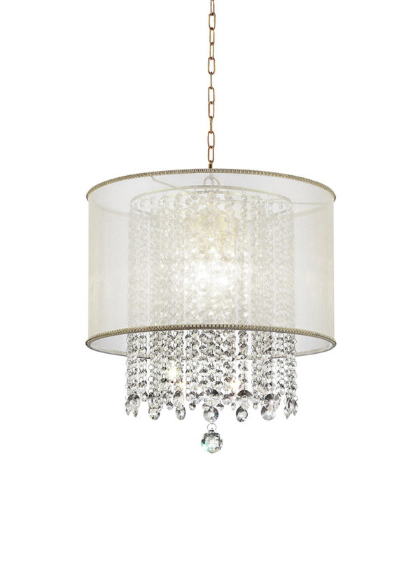 21"in BHAVYA DOUBLE SHADE 3-LIGHTS CRYSTAL HARD-WIRED CEILING LAMP