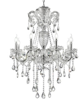 37" in EILISH SILVER CRYSTAL 8-LIGHTS LED HARD-WIRED CHANDELIER