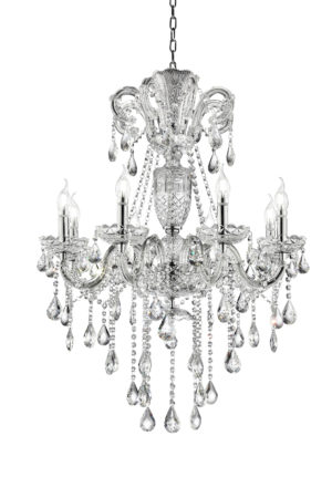 37" in EILISH SILVER CRYSTAL 8-LIGHTS LED HARD-WIRED CHANDELIER