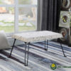 17"in OLD WORLD IVORY BACKLESS ACCENT SEAT w/ FOLDABLE LEGS - Image 2