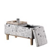 17"in BEIGE STENCILS LETTER PATTERN SEAT FLIP STORAGE BENCH w/ UNFINISH LEGS - Image 4
