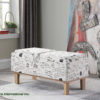 17"in BEIGE STENCILS LETTER PATTERN SEAT FLIP STORAGE BENCH w/ UNFINISH LEGS - Image 2