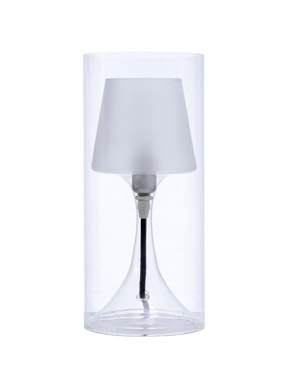 13" in INDUSTRIAL HURRICANE GLASS TABLE LAMP