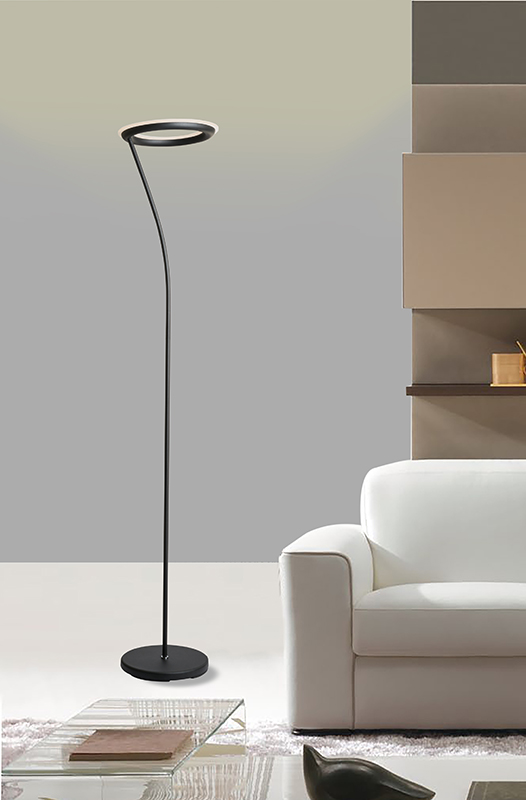 Matte Black Led Halo Torchiere Floor Lamp, Ore International Inc 73 Floor Lamp
