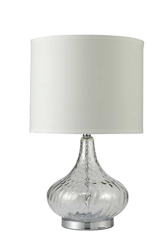 Leann Fluted Clear Glass Table Lamp, Glass Bubble Base Table Lamp