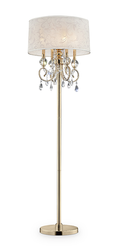 In Aurora Barocco Shade Crystal Gold, Floor Chandelier Lamps