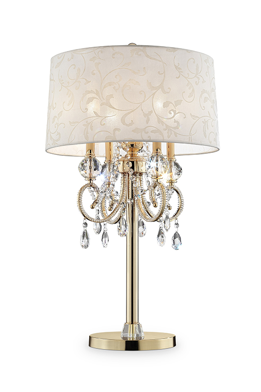 In Aurora Barocco Shade Crystal Gold, Crystal Chandelier Style Table Lamps