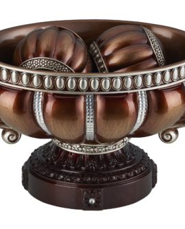 8.75" DELICATA BRONZE SILVER DÉCOR FOOTED BOWL W/ SPHERES