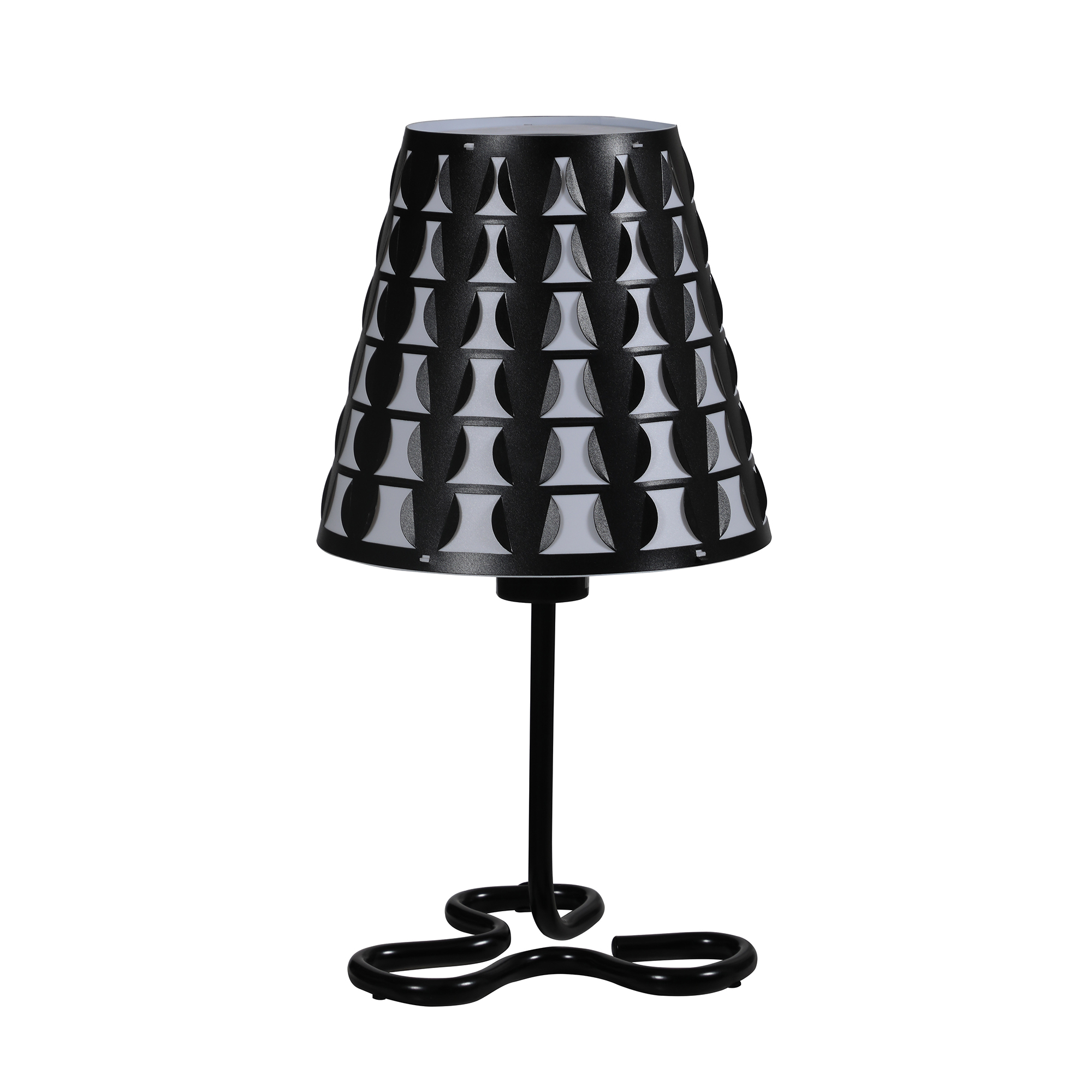 Traci Black Geometric Metal Table Lamp, Geometric Metal Table Lamp