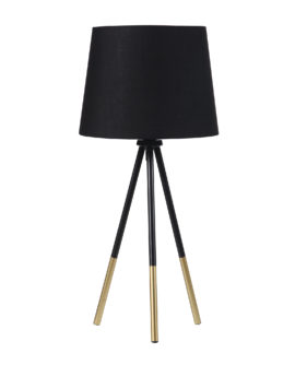 20" in DEVON MATTE BLACK/GOLD METAL TRIPOD LEG TABLE LAMP