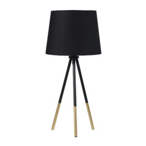 20" in DEVON MATTE BLACK/GOLD METAL TRIPOD LEG TABLE LAMP