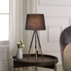 20" in DEVON MATTE BLACK/GOLD METAL TRIPOD LEG TABLE LAMP - Image 3