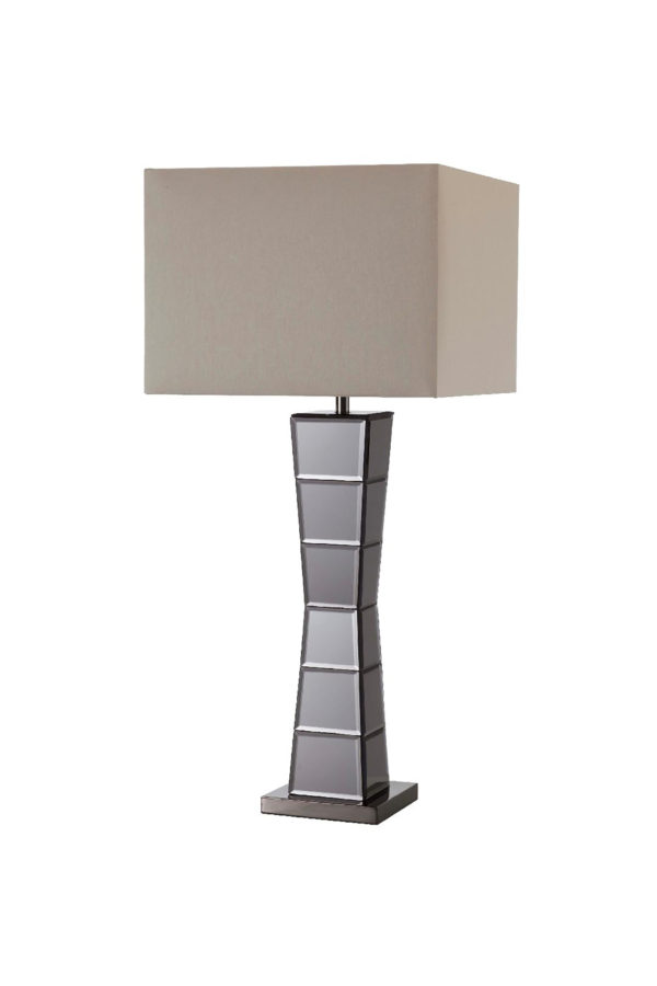 29.5 in ALISTAIR CRYSTAL BLACK MIRROR SQUARE TOWER TABLE LAMP