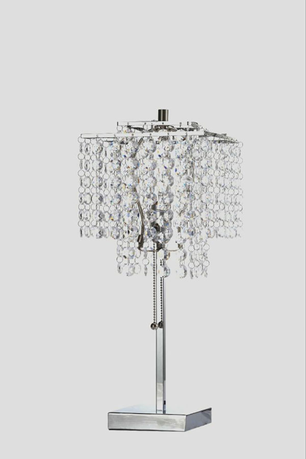 20.5 in GLAM DECO SILVER 2 TIER SQUARE TABLE LAMP