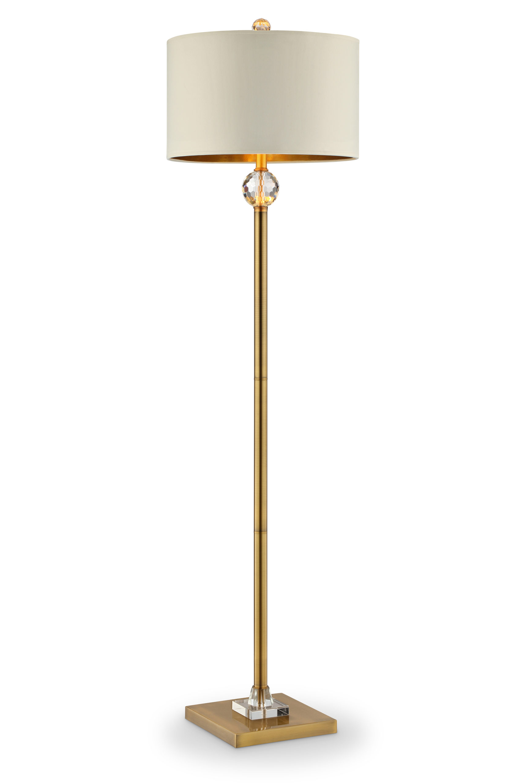 63.25″ in PERSPICIO SOLID CRYSTAL ORB GOLD COLUMN FLOOR LAMP