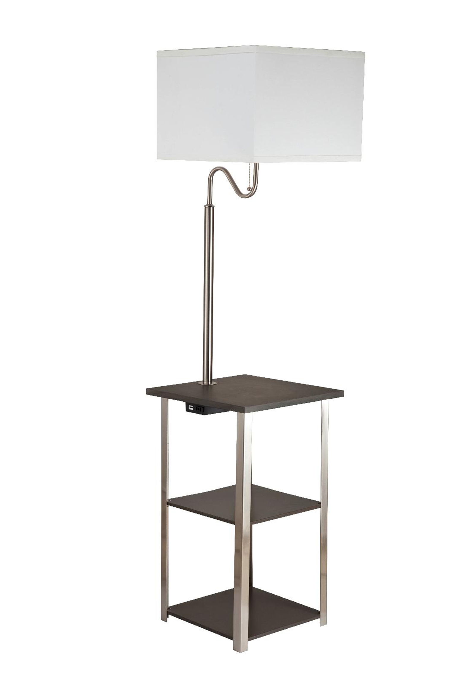 58 In Dru Square Side Table W Brush Silver Floor Lamp Charging