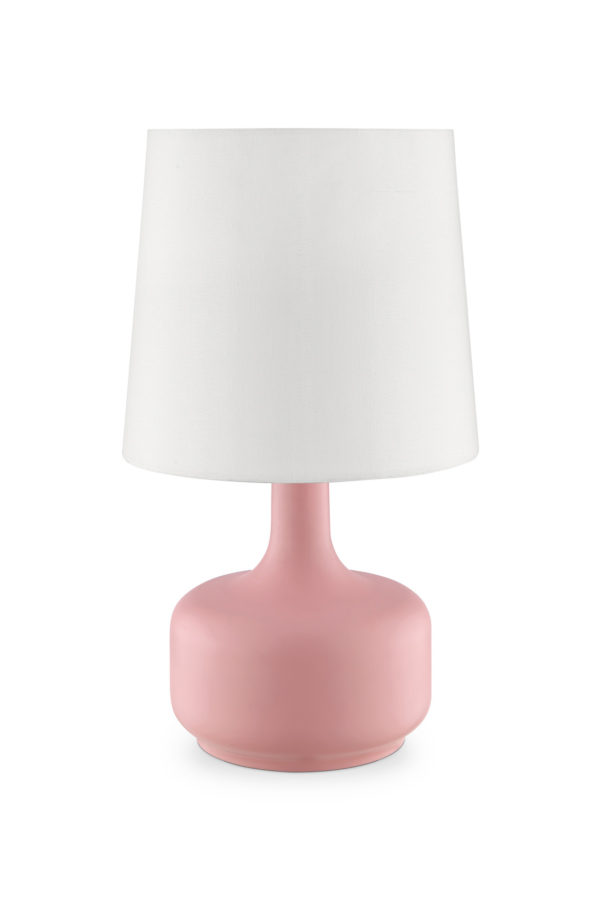 17.25" CHERU POWDER PINK MID-CENTURY MODERN TOUCH ON METAL TABLE LAMP
