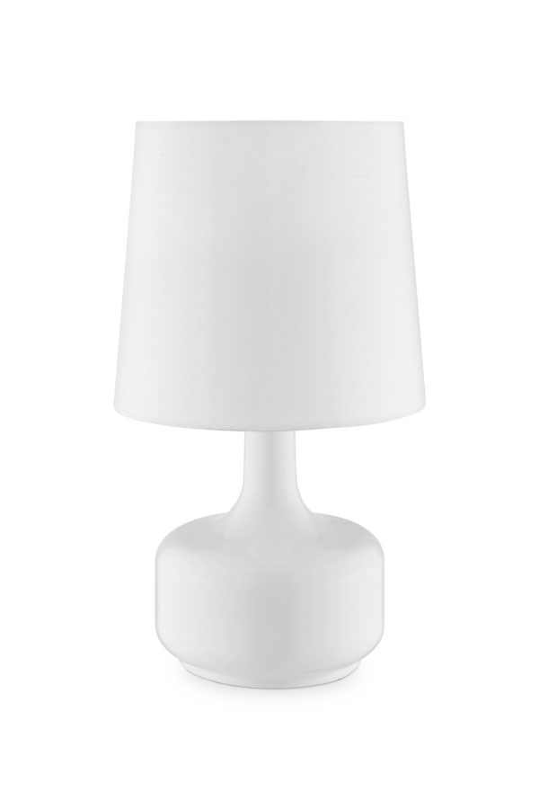 17.25" CHERU POWDER WHITE MID-CENTURY MODERN TOUCH ON METAL TABLE LAMP