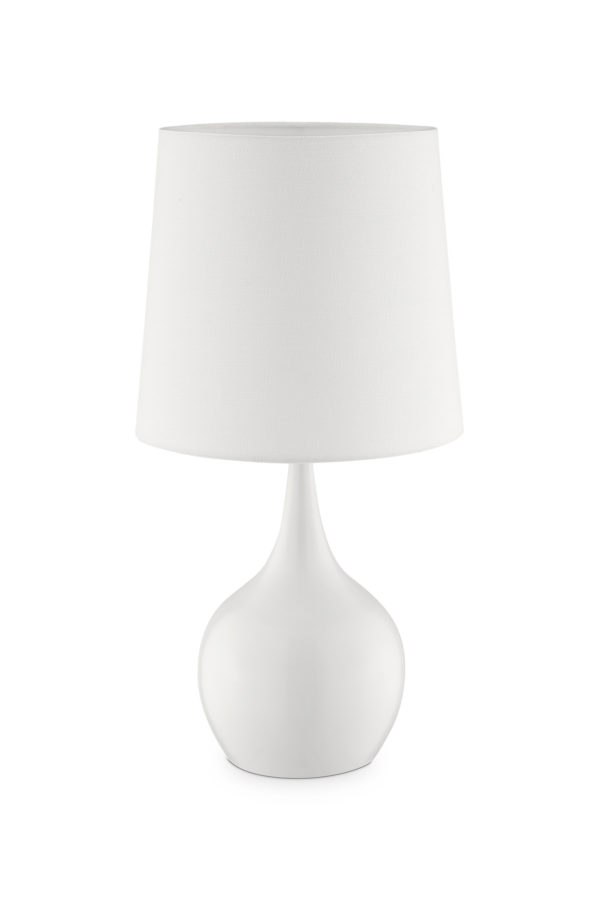 23.5" NIYOR POWDER WHITE MID-CENTURY MODERN TOUCH ON METAL TABLE LAMP