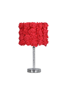 18.25" in RED ROSES IN BLOOM ACRYLIC/METAL TABLE LAMP
